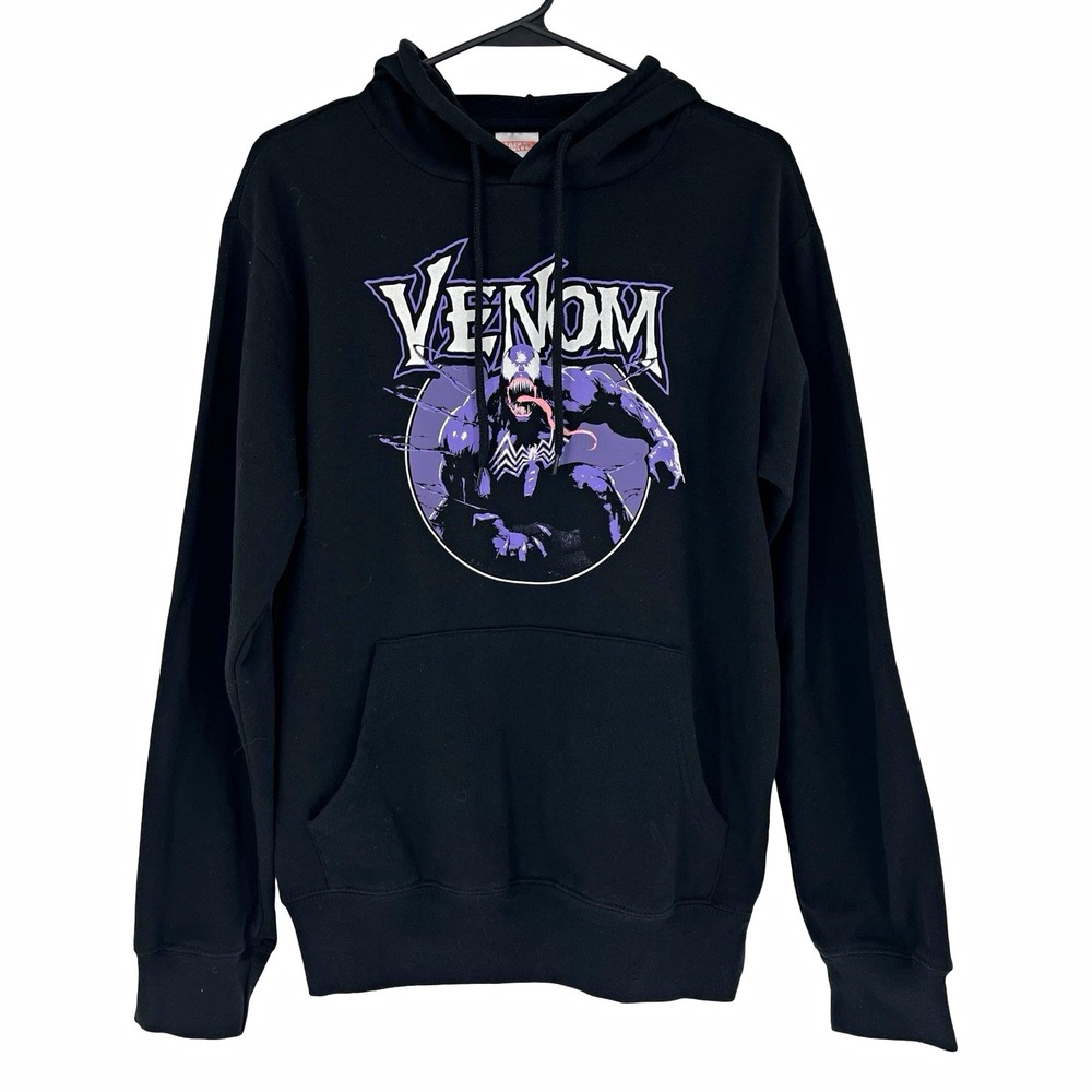Marvel Venom Men's Small Black Graphic Pullover Hoodie Comic Goth Streetwear